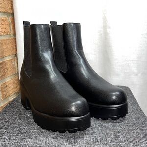 Cuccoo black vegan leather Chelsea platform boots - 9 /40